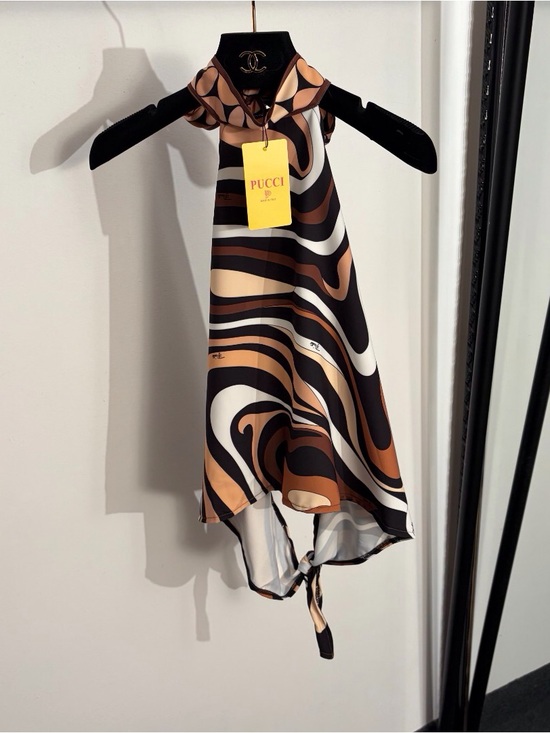 Emilio Pucci Tops - Emilio Pucci Brown and White Strapless Backless Tank Top